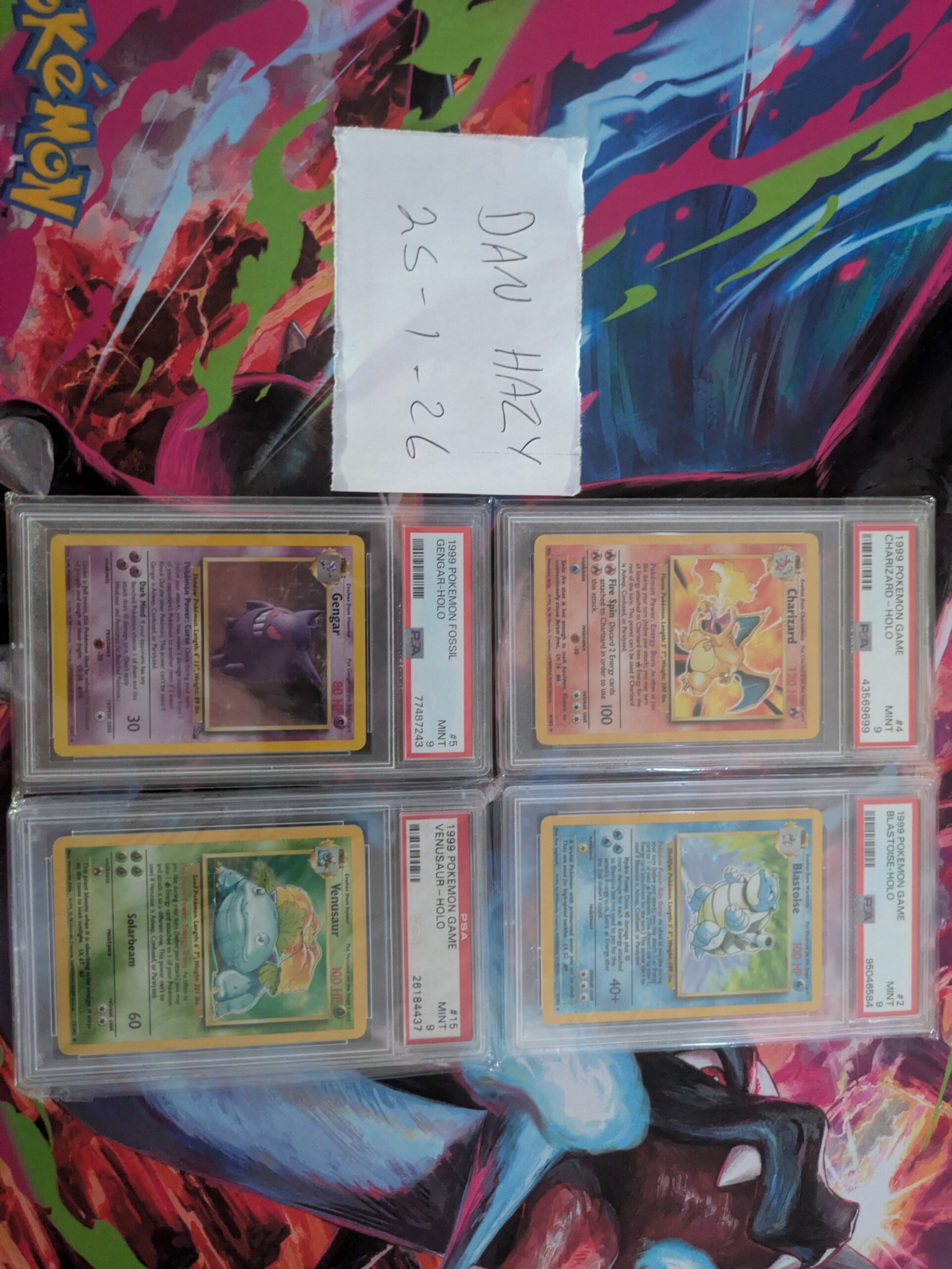 Base set PSA 9 Trio + Fossil PSA 9 Gengar